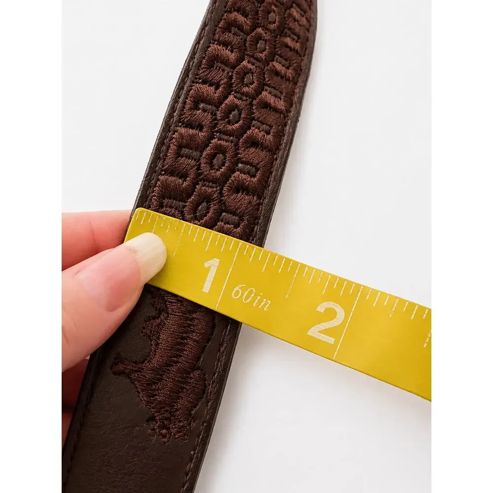 Vintage Brown Leather Embroidered Buffalo Western Belt Size 26 Boho